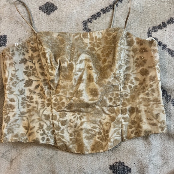 vintage y2k corset bustier glitter green khaki sparkle + accepting offers - Picture 5 of 5